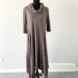 RB Collection New York Cowl Neck Half Sleeve Asymmetrical Hem MIDI Dress